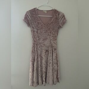 Baby Pink Velvet Short Sleeve Dress